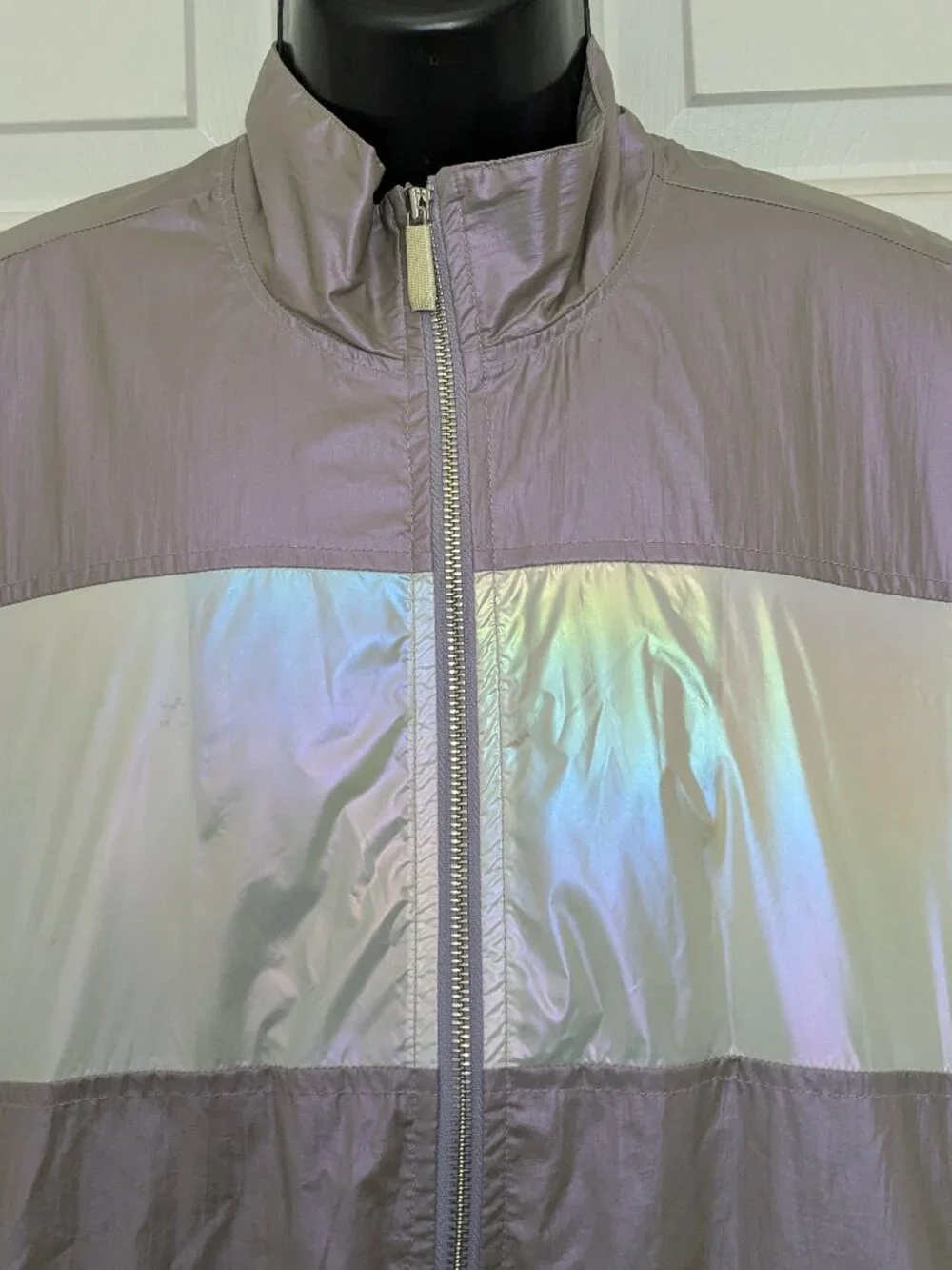 True Religion Lavendar Shine Metallic Windbreaker Jacket Size Small